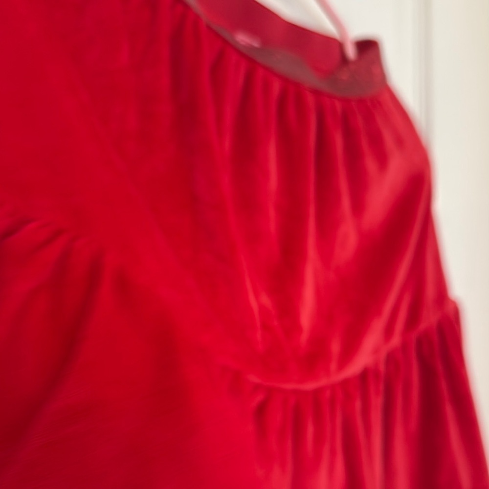Red Ruffled Mini Bubble Skirt - Picture 5 of 8